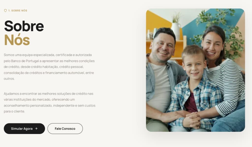 Up Prime Credit Sobre Nós page with Banco de Portugal certification copy and lifestyle imagery