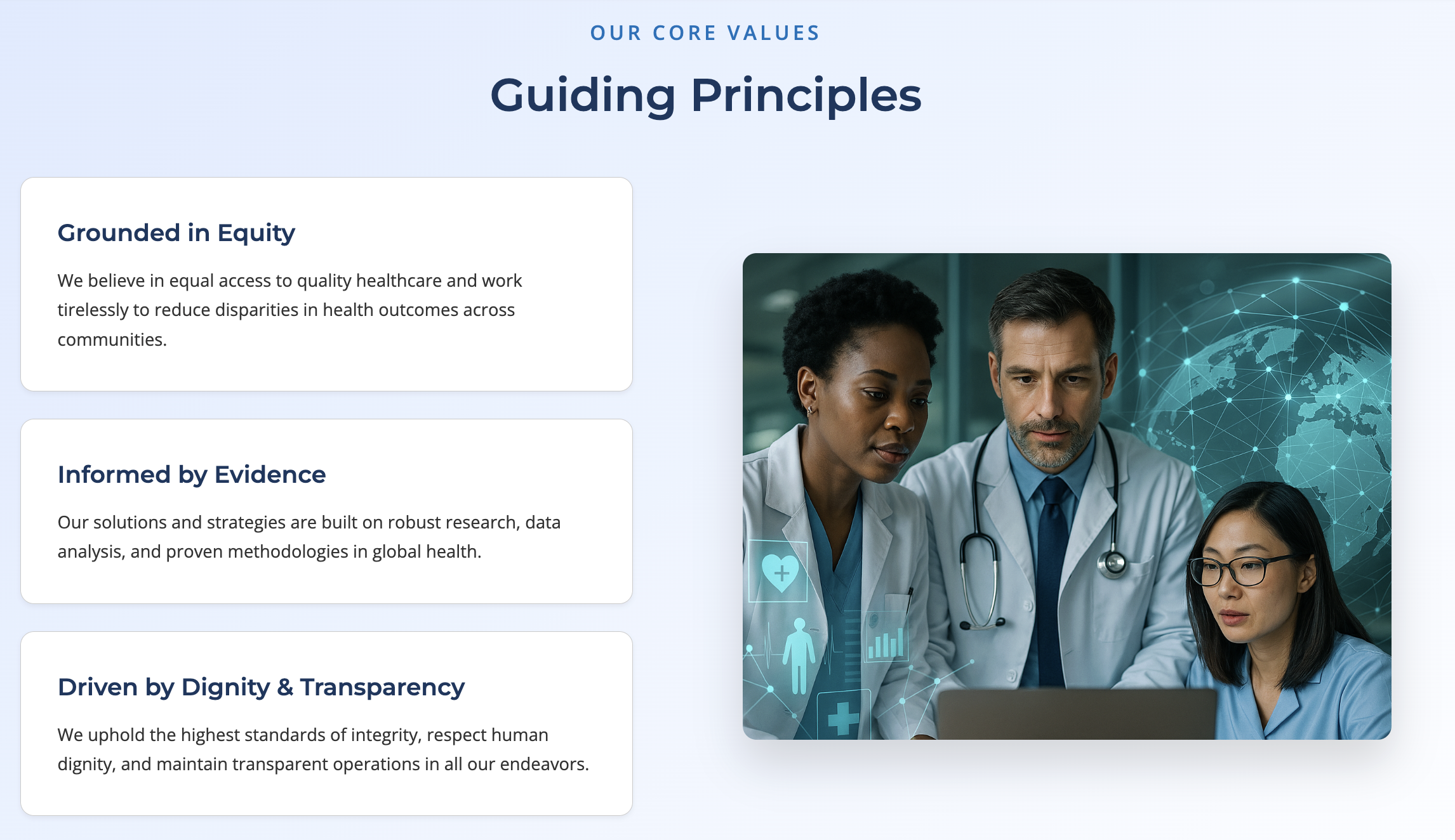 Guiding principles section